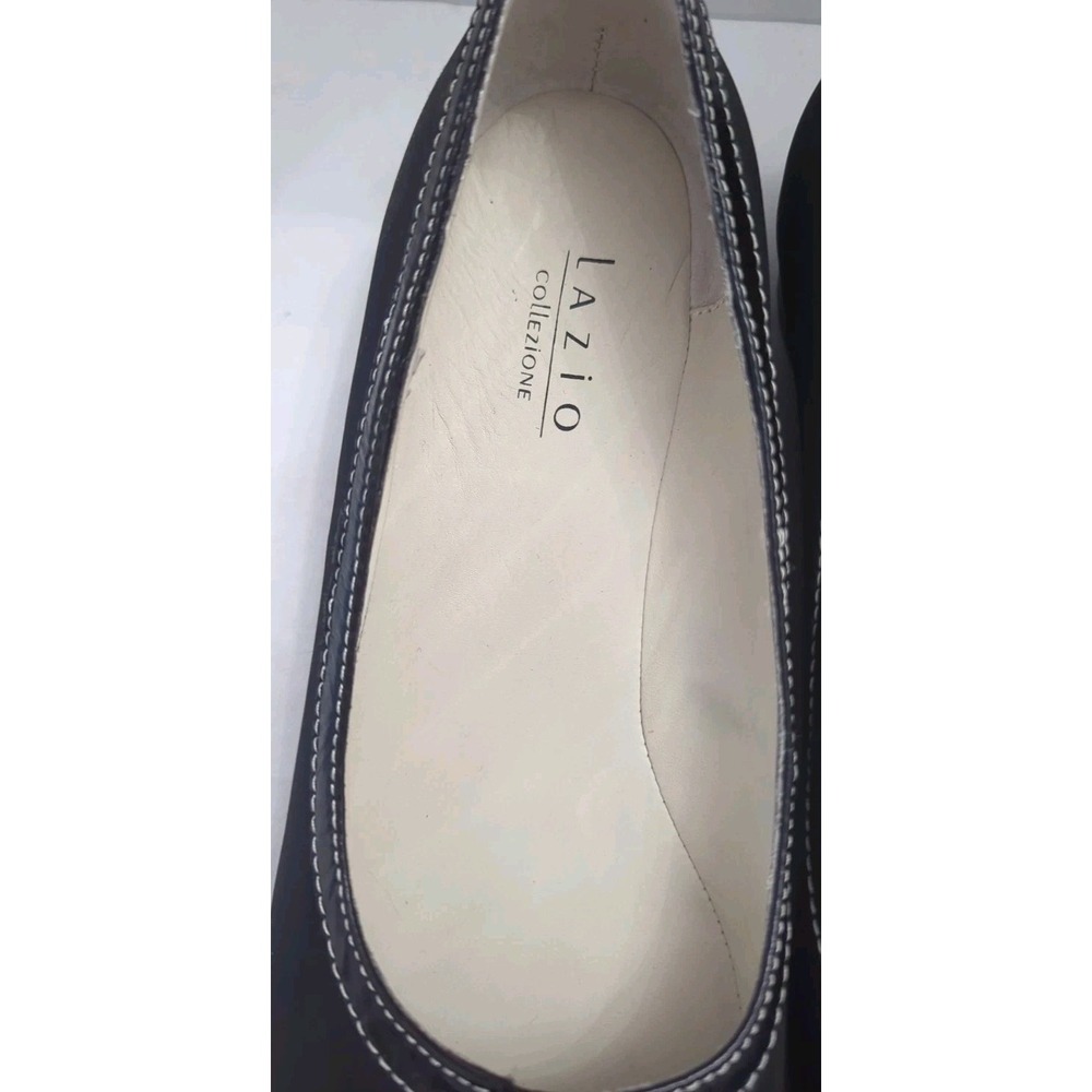 Lazio Collezione Dress Shoes Mini Wedge Janet Black Slip On Round Toe Size 7.5M - Picture 7 of 10